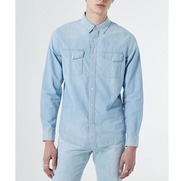Revolve Adriano Goldschmied AG BENNING Denim Chambray SHIRT in Roadstead - Picture 1 of 14